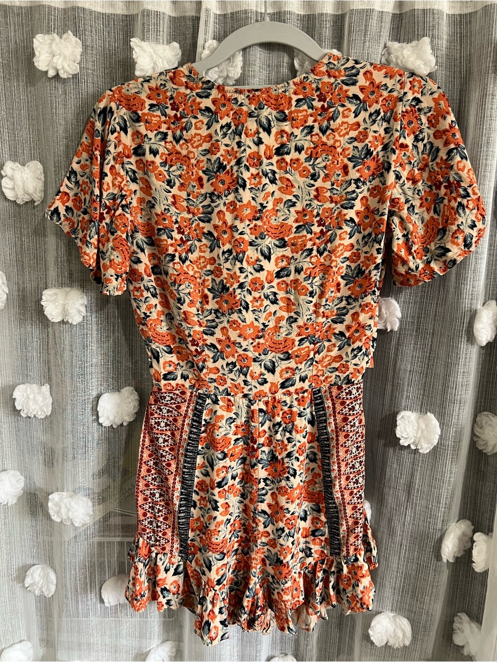 Free People Surf Date Floral Printed Romper Tie Front Open Midriff - Picture 2 of 7